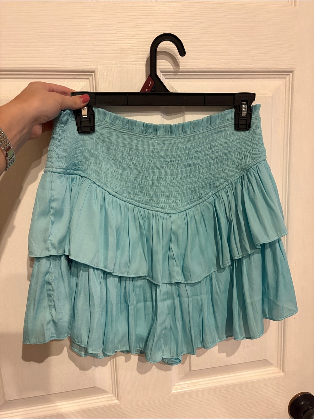 Light Blue Ruffled Womenβs Mini Skort